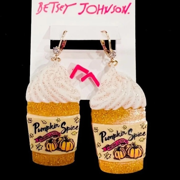 New Betsey Johnson Pumpkin Spice Latte Earrings - Picture 7 of 10